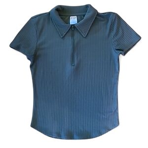 Girl's No Boundaries Ribbed Zip Collared Shirt Juniors Size Small 3-5